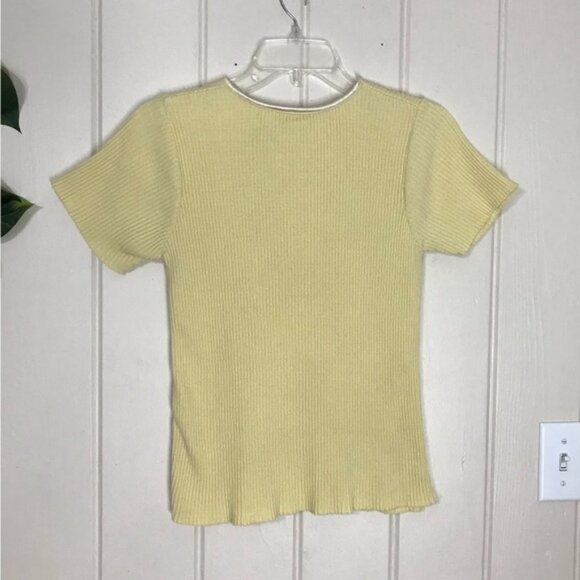 Studio C Yellow Ribbed Sweater Blouse Size Small 4 - 6 100% CottonStretch - Picture 12 of 12